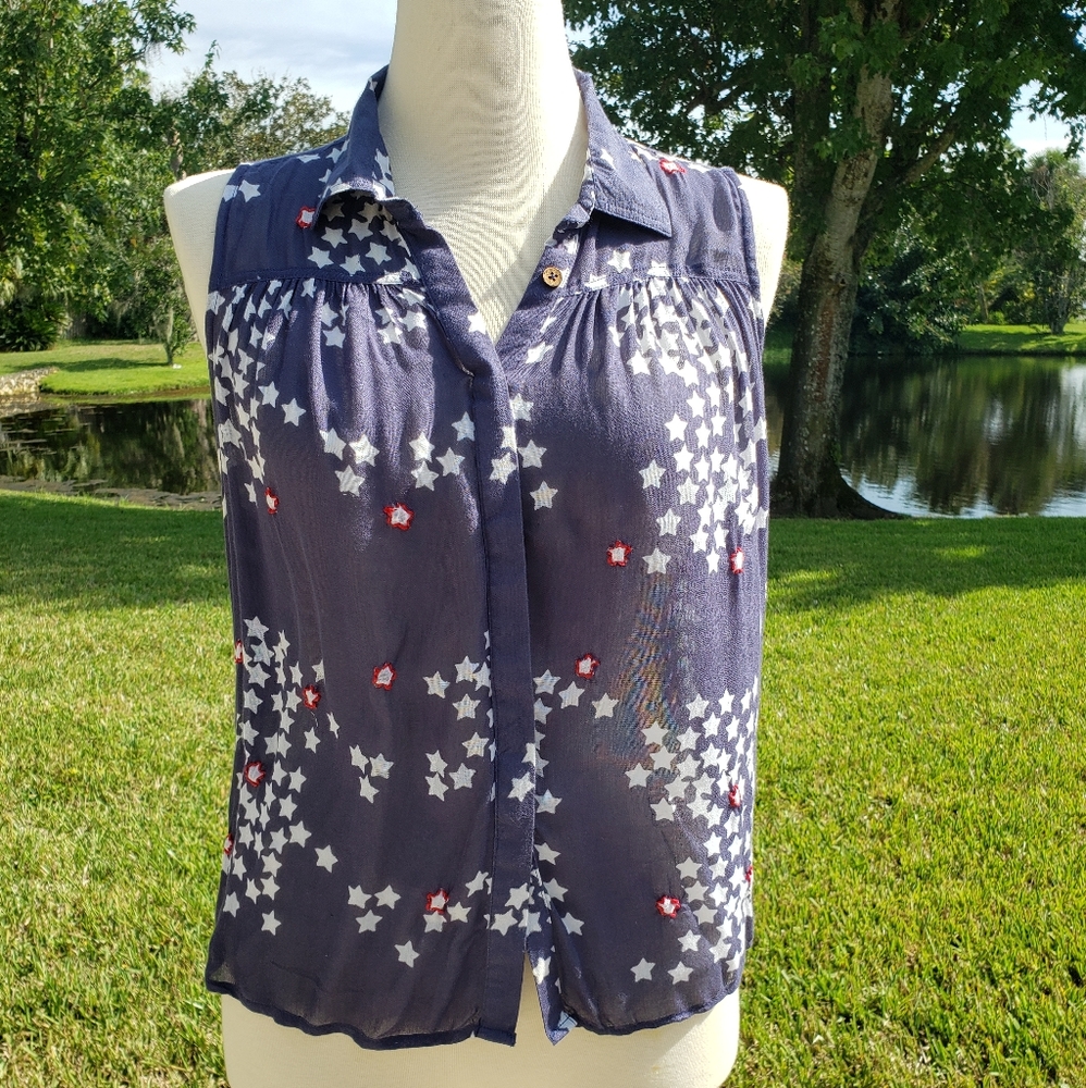 Vintage Havana Blue Star Sleeveless Top